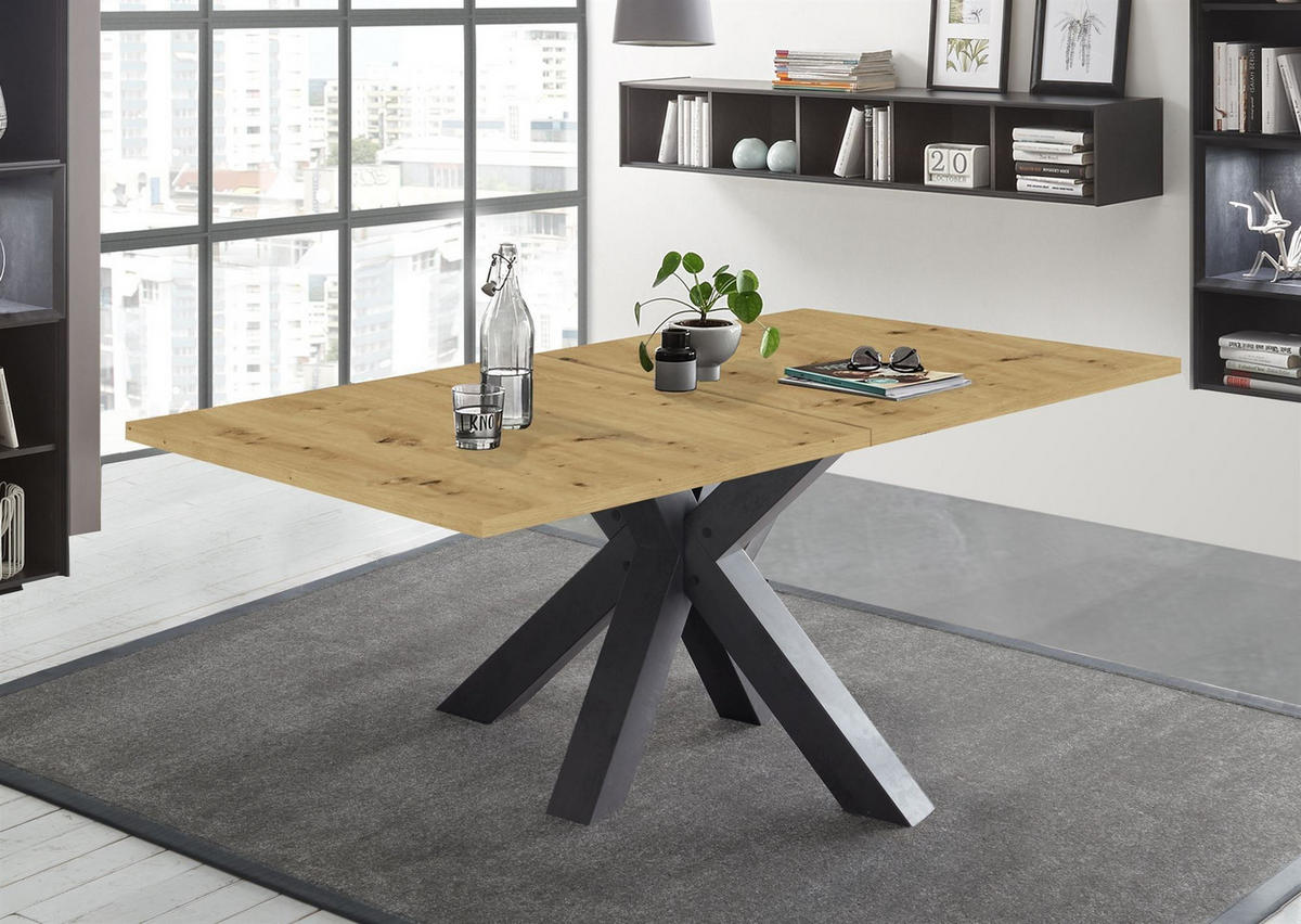 ESSTISCH ausziehbar Ela 1 160 x 90 x 75 Esszimmertisch Graphit/Asteiche - Graphitfarben/Eiche Artisan, Holzwerkstoff (160/90/75cm) - 58aufmkessel
