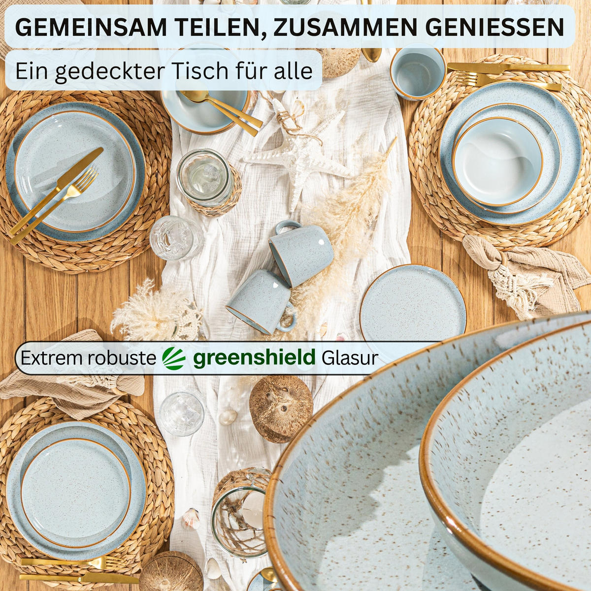 DESSERTTELLER SET RIO LAGUNE - 4 teilig aus Steingut - Blau, Keramik (13cm) - Sänger