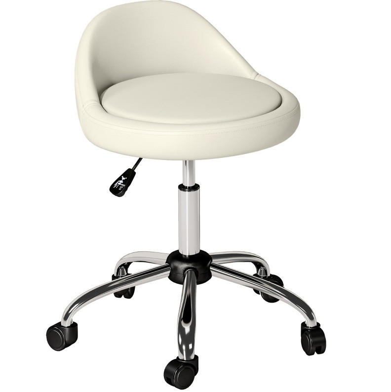 ROLLHOCKER höhenverstellbar Ø 50 x 63-83 cm Kunstleder White - Weiß, Metall (35/83/35cm) - Meubliv