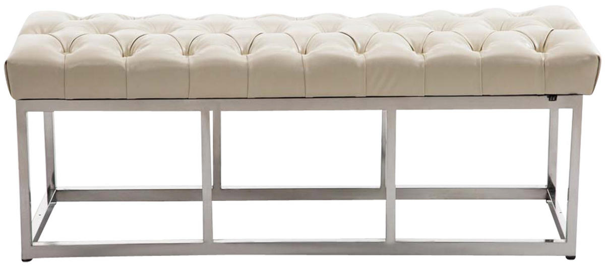 SITZBANK 120/38 cm Kunstleder creme - Edelstahlfarben/Creme, Textil/Metall (120/46/38cm) - CLP