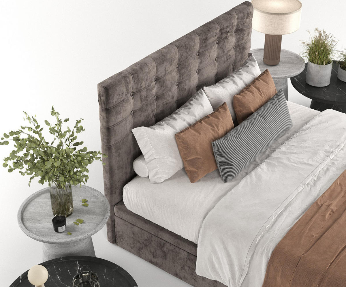 POLSTERBETT Callo mit Stauraum 200/200 cm Braun im Lotta Stoff - Schwarz/Braun, Holz/Holzwerkstoff (200/200cm) - AltaBeds