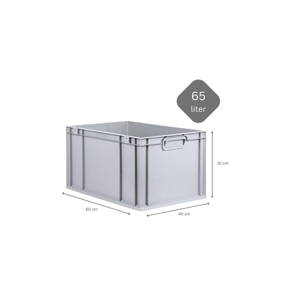 EUROBOX 3x Nextgen Economy Mit Auflagedeckel Grau/Grün Griffe Geschlossen 65 Liter - Grün, Kunststoff (40/32/60cm) - PROREGAL