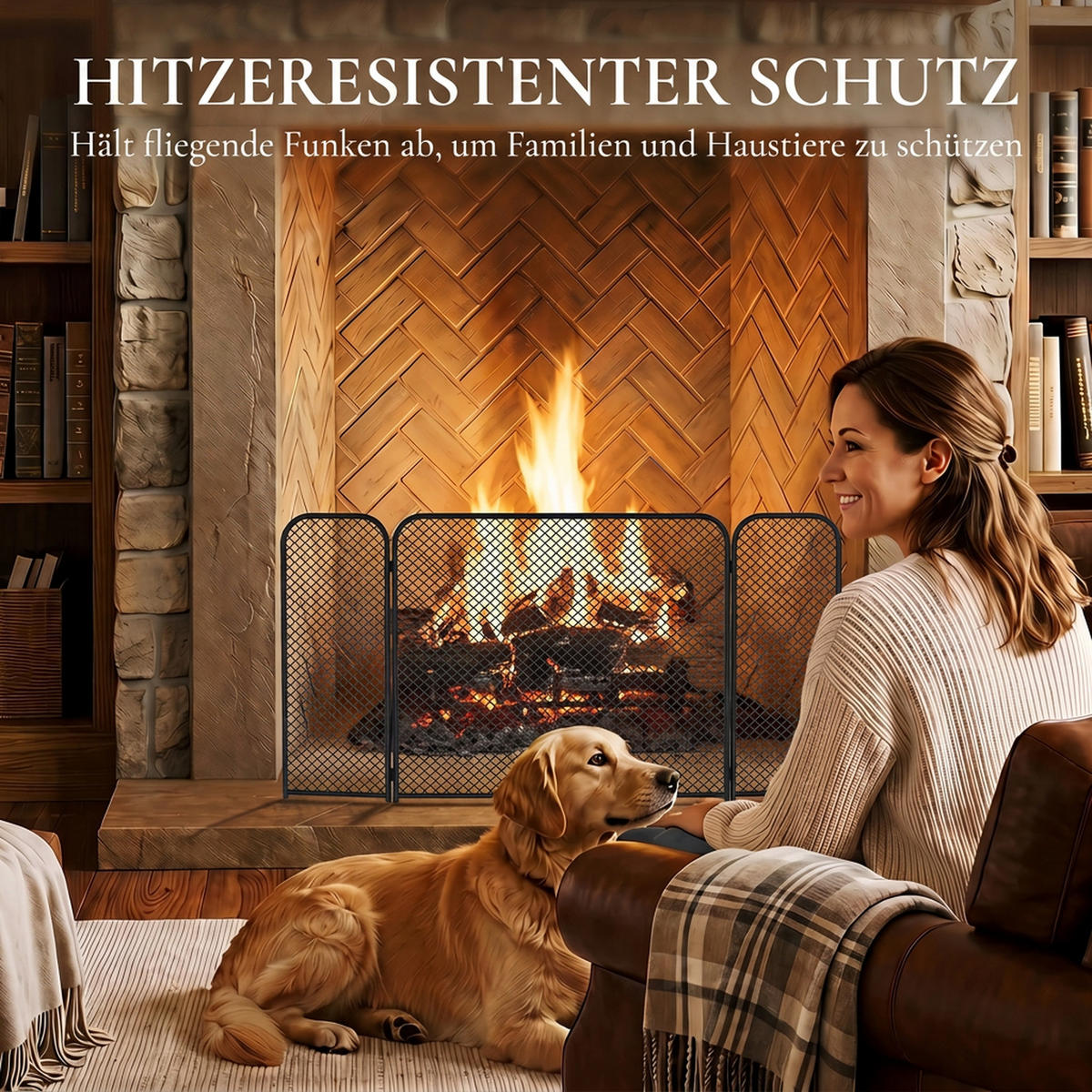 KAMINSCHUTZGITTER Metall Schwarz - Schwarz, Metall (1/51/100cm) - HOMCOM