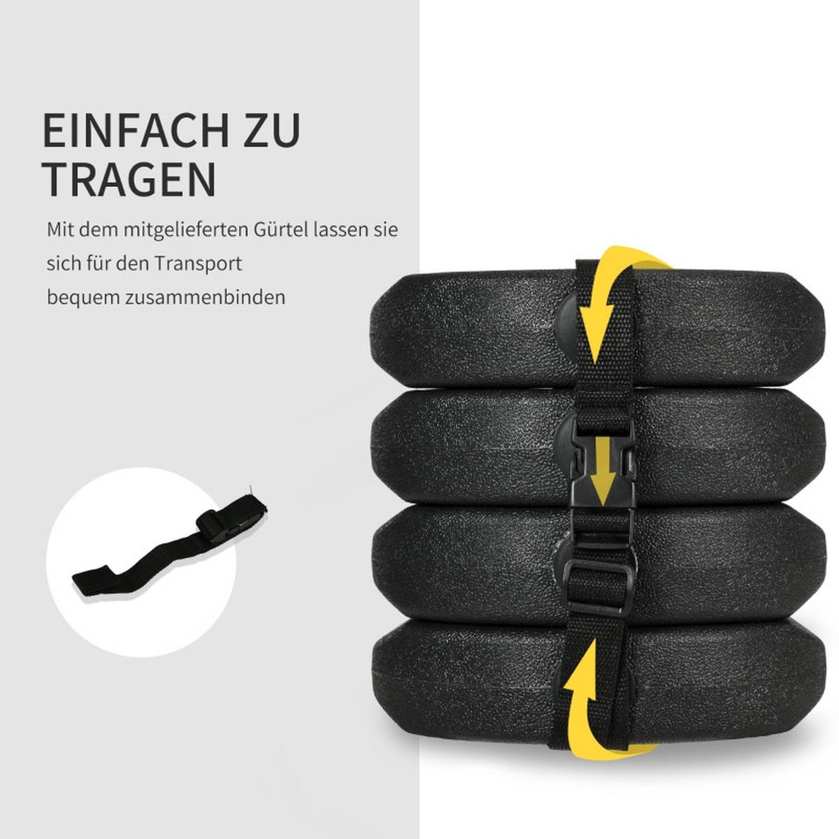PAVILLON GEWICHTE 4er Set 12 kg Befestigung - Schwarz, Kunststoff (22/5.5/22cm) - Fortuna Lai