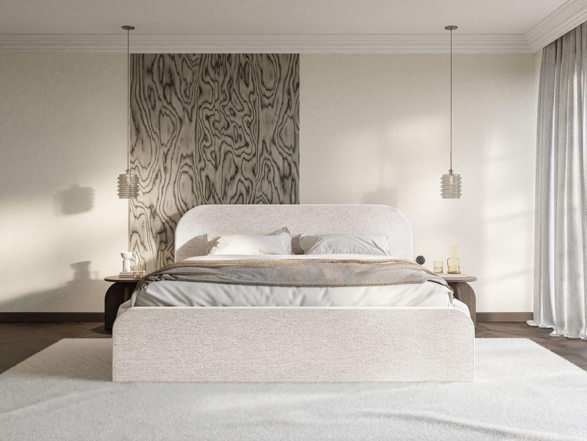 POLSTERBETT Umike Hellbeige Chenille mit Bettkasten 160x200 cm - Ecru, Textil (160/200cm) - Selsey