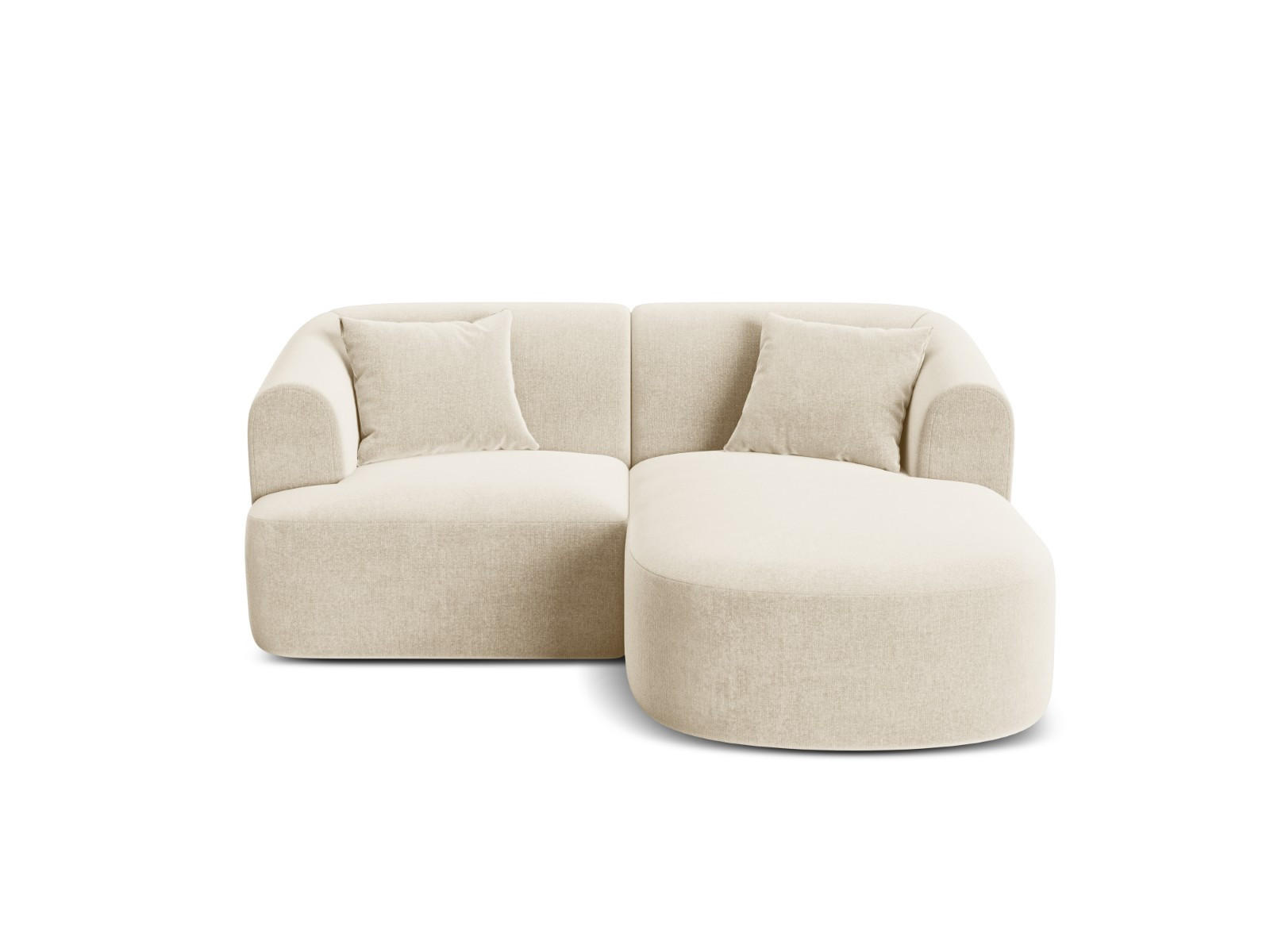 MODULARES-ECKSOFA rechts Campi aus Samt leichtes beige 3 Sitzplätze - Creme, Textil (156/180cm) - Cosmopolitan Design