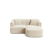 MODULARES-ECKSOFA rechts Campi aus Samt leichtes beige 3 Sitzplätze - Creme, Textil (156/180cm) - Cosmopolitan Design