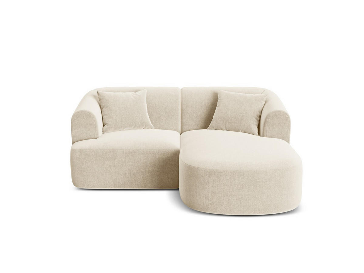 MODULARES-ECKSOFA rechts Campi aus Samt leichtes beige 3 Sitzplätze - Creme, Textil (156/180cm) - Cosmopolitan Design