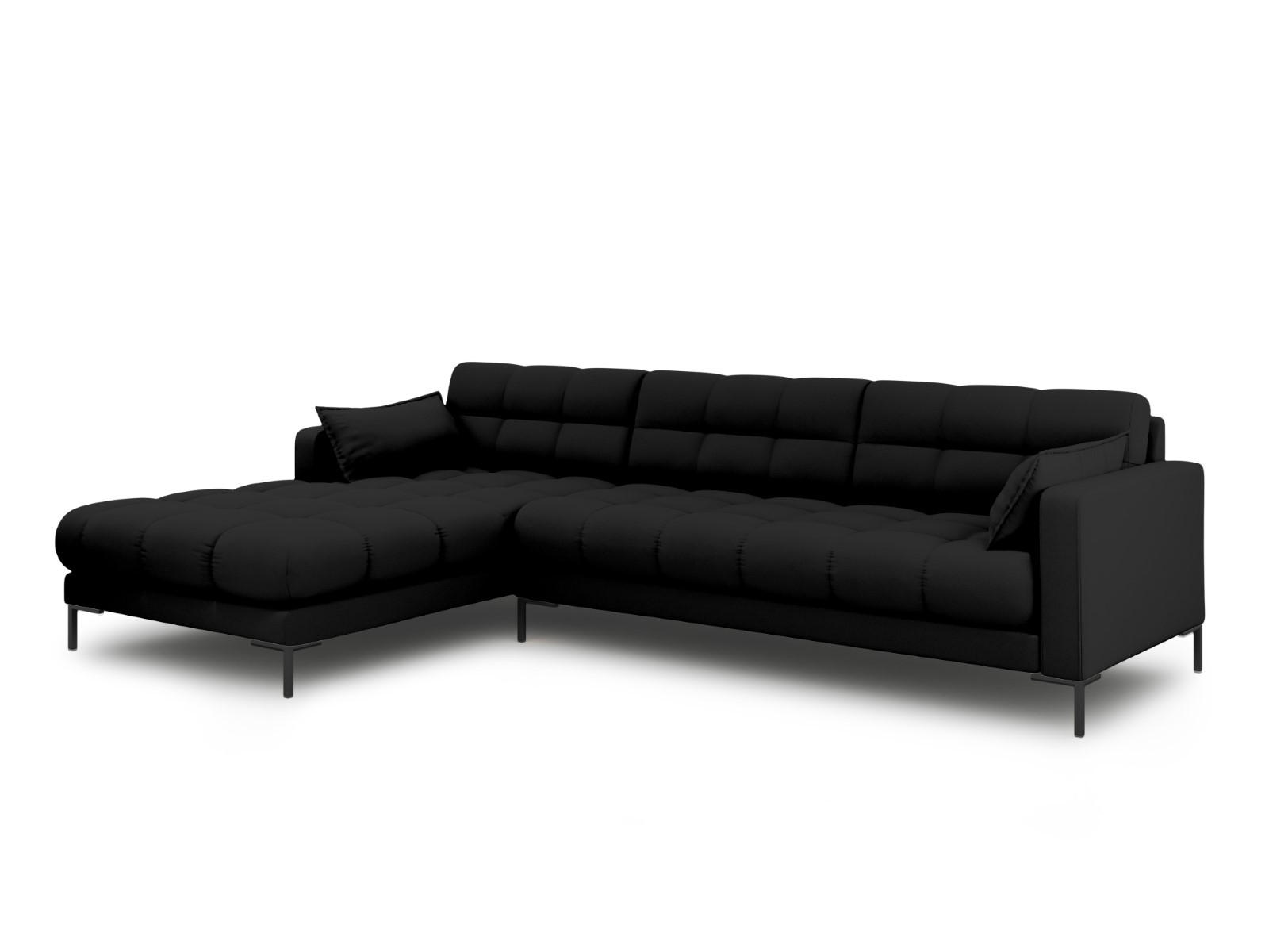 ECKSOFA links Mamaia aus strukturiertem Stoff schwarz 5 Sitzplätze - Schwarz, Textil (185/293cm) - Micadoni