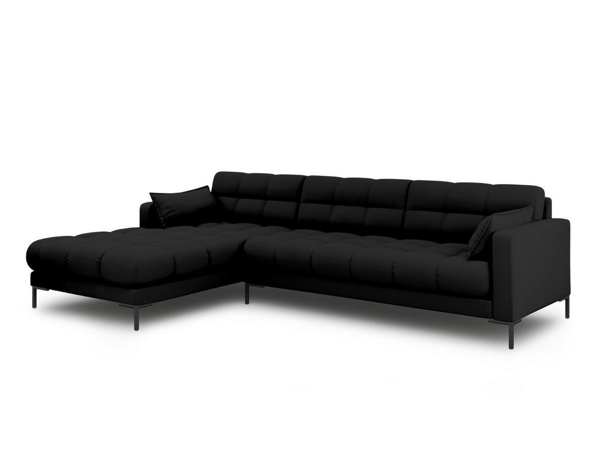 ECKSOFA links Mamaia aus strukturiertem Stoff schwarz 5 Sitzplätze - Schwarz, Textil (185/293cm) - Micadoni