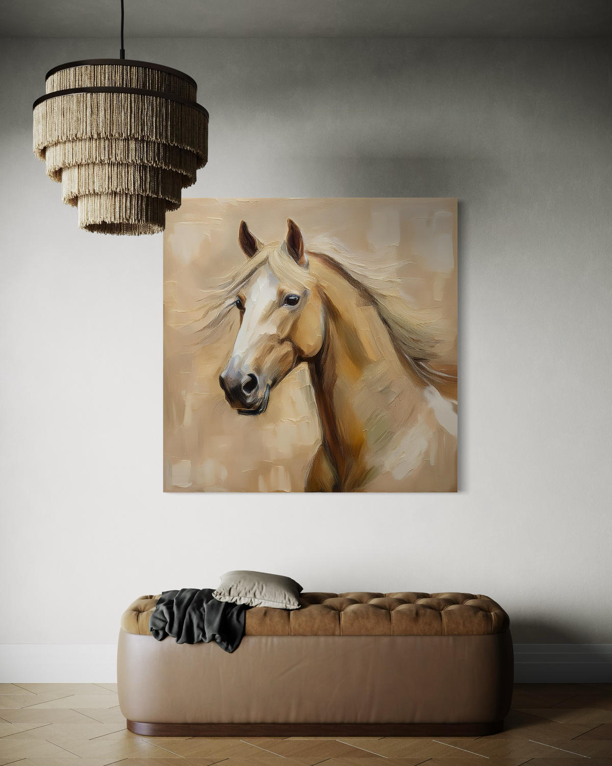 WANDBILD tiere vintage pferd - Braun, Textil (30/30cm) - Feeby