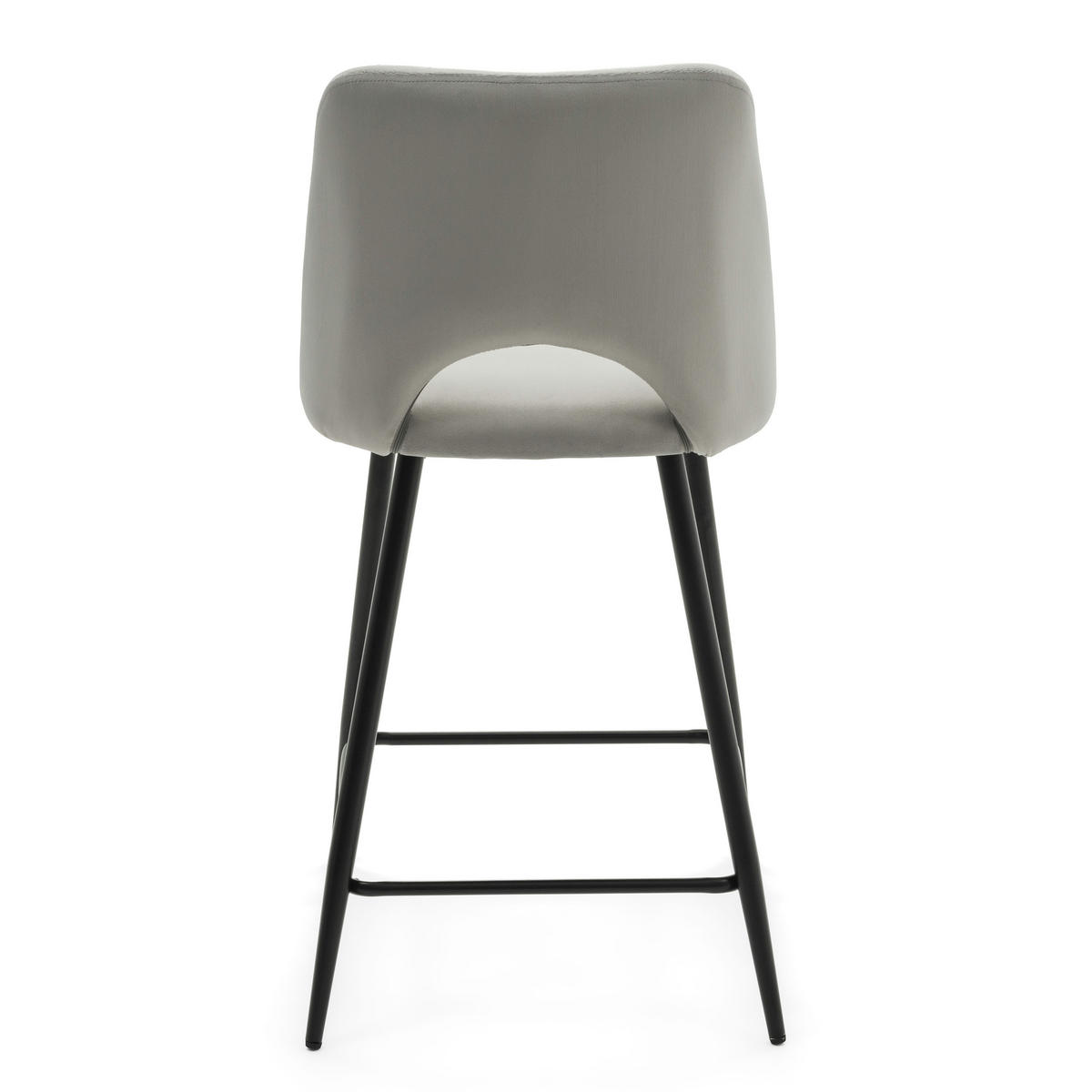 BARHOCKER ORO gepolsterter mit Steppung - hellgrau - Samt Velour - Hellgrau/Schwarz, Textil/Metall (48/94/55cm) - NEW HOME