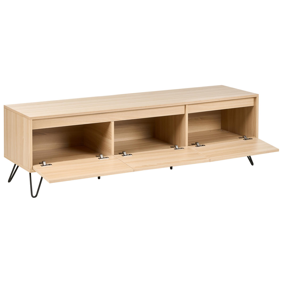 TV-MÖBEL Hellbraun Cardigan - Hellbraun/Schwarz, Holzwerkstoff (150/45/40cm) - Beliani