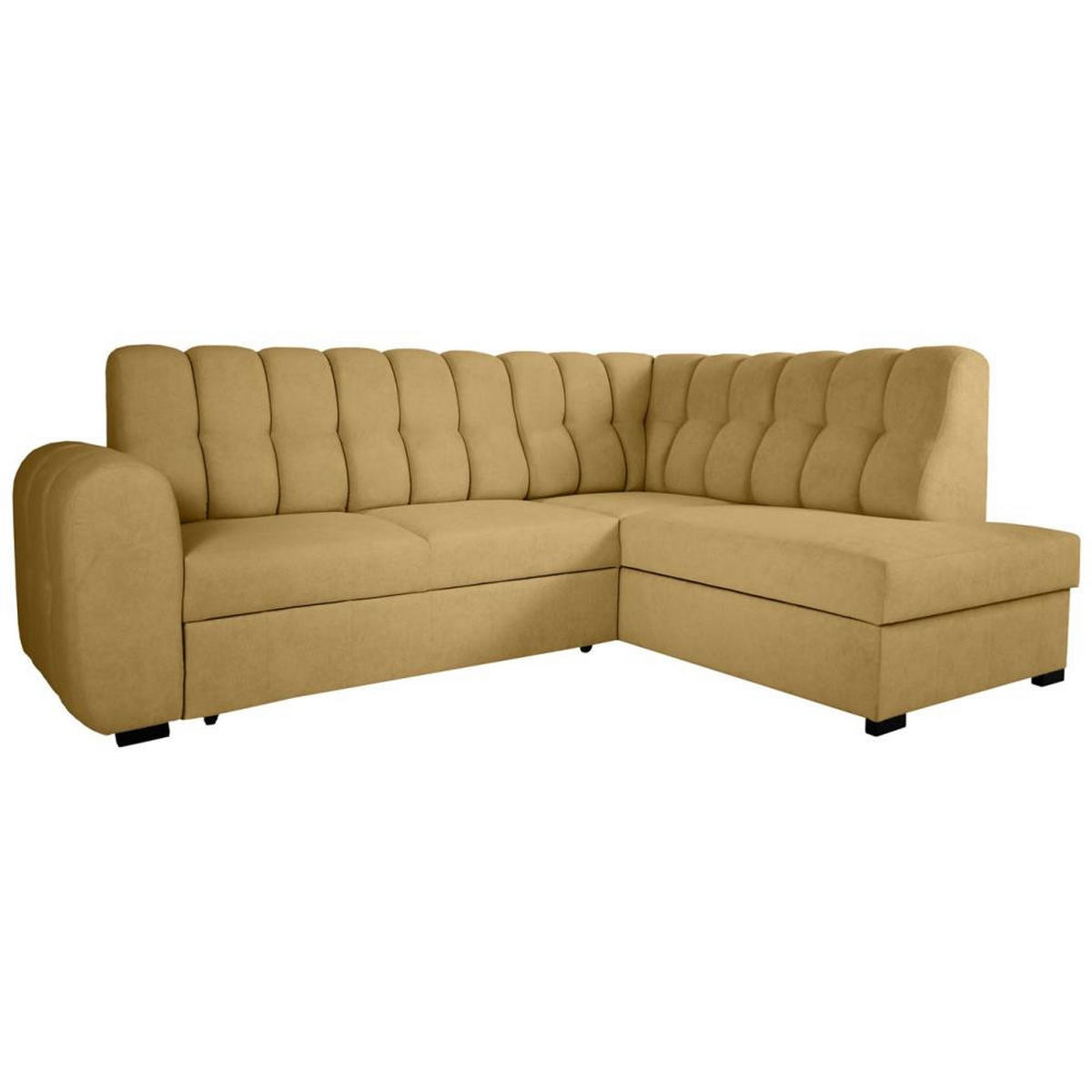 ECKSCHLAFSOFA Zoja rechts gelb - Gelb/Schwarz, Textil (261/193cm) - Beautysofa