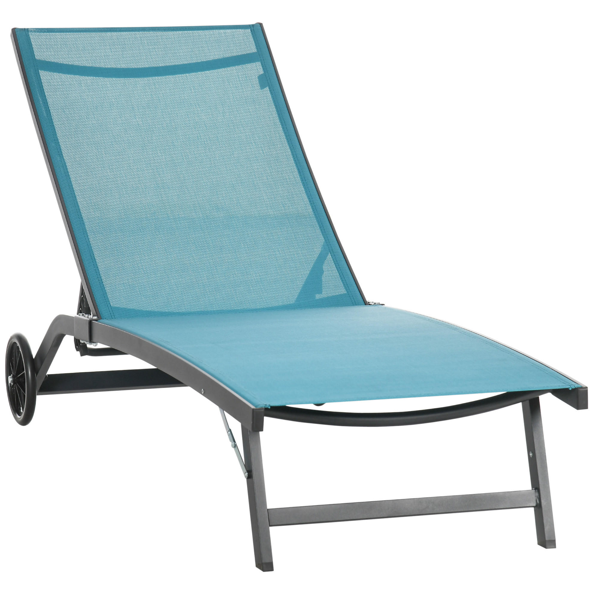 SONNENLIEGE aus Aluminium 195x66x34 cm in Blau mit Rollen - Blau, Metall (66/34/195cm) - Modfu
