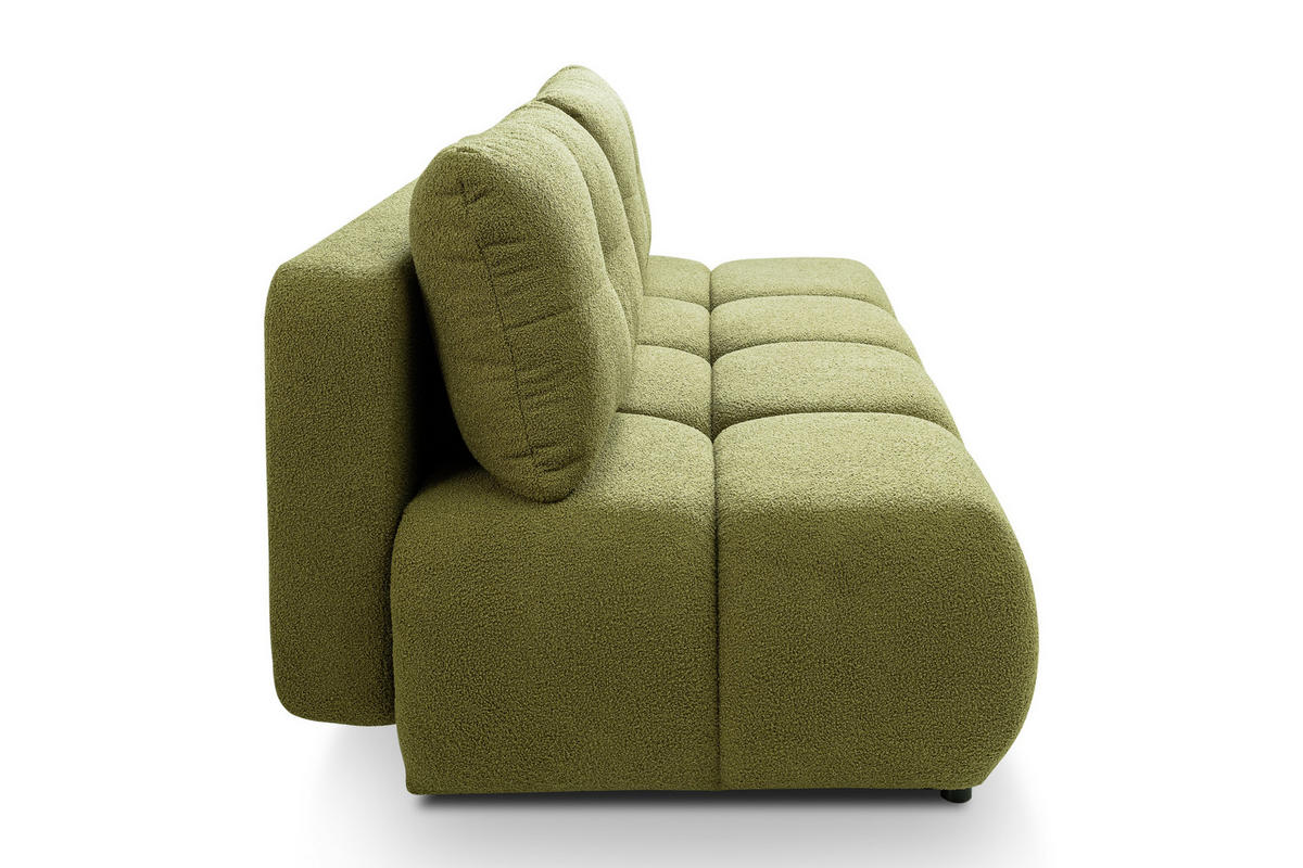 BETTSOFA CORSO Grün Bucle-Stoff mit Schlaffunktion - Grün, Holz (214/89/104cm) - MASSENO