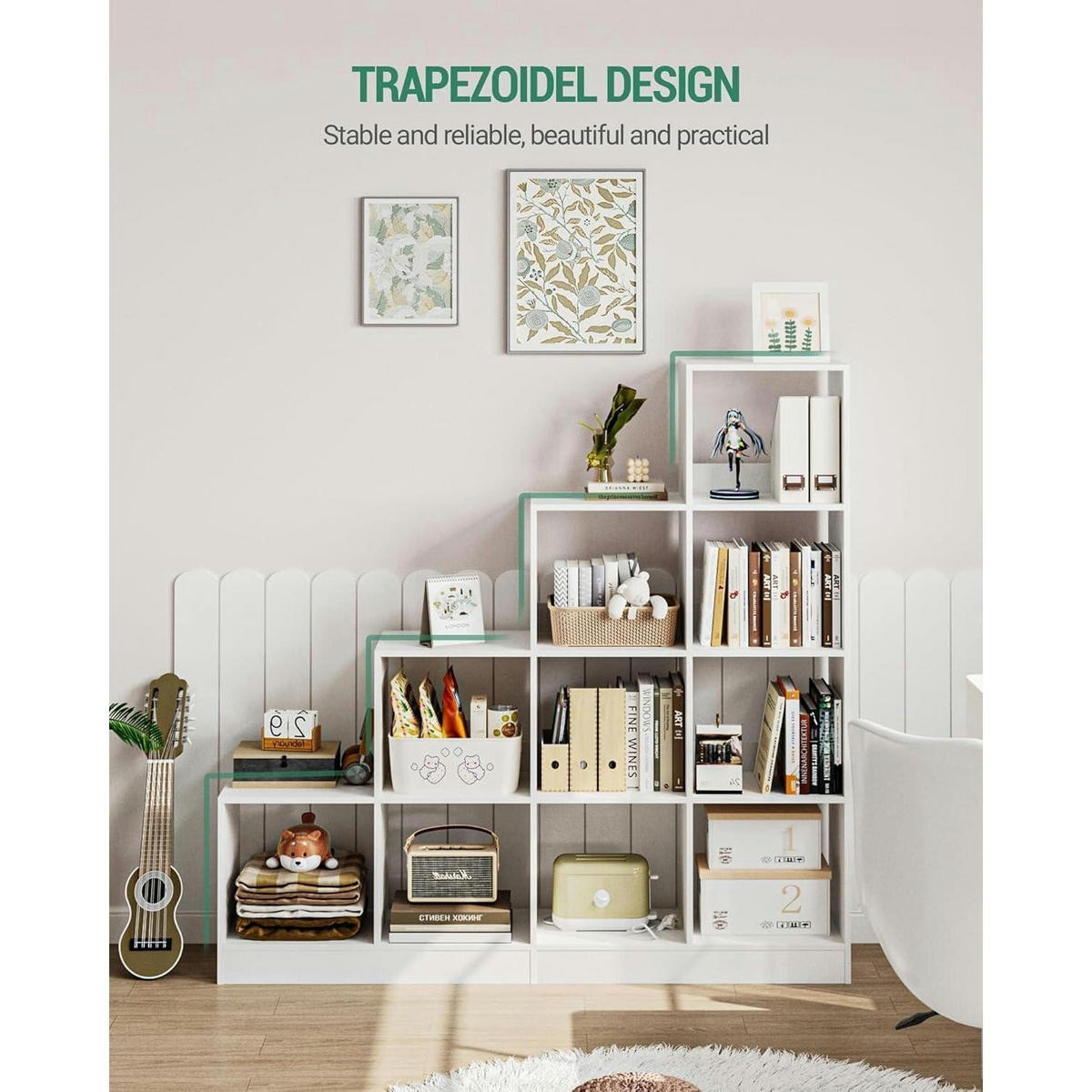 BÜCHERREGAL 10 Würfel Weiß 127 x 124 cm - Weiß, Holzwerkstoff (127/124/24cm)