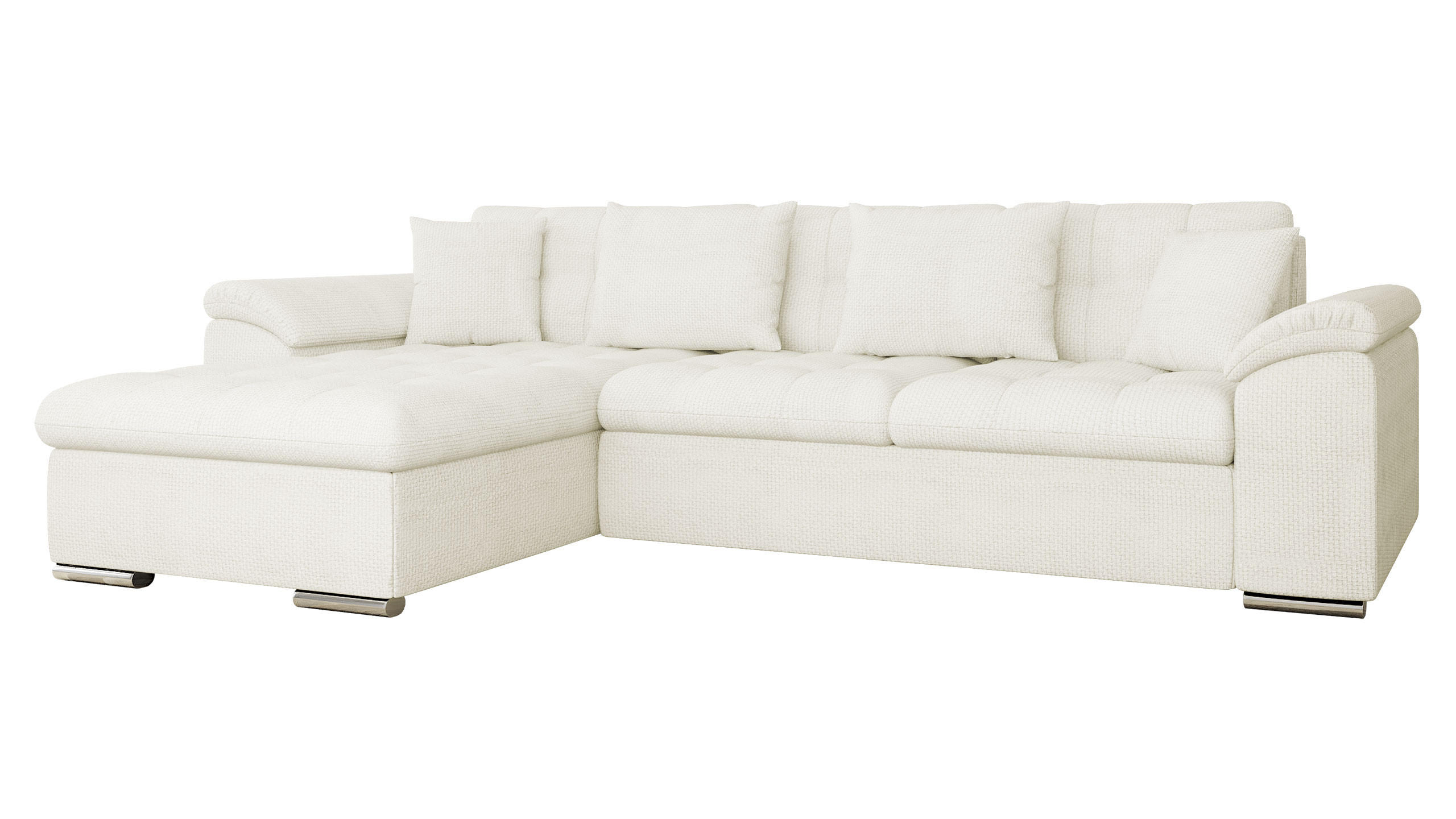 ECKSOFA Diana, Seite: Links - Ecru, Holz/Textil (280/160cm) - MIRJAN24
