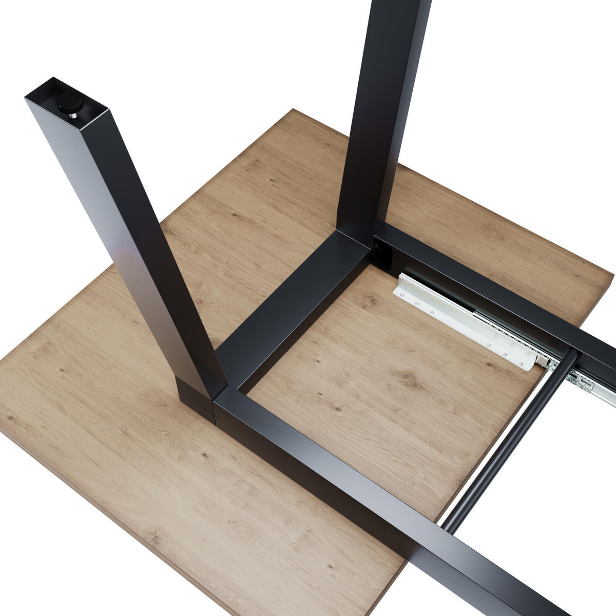 TISCHBEINE Thusia Split Metall Schwarz 72cm Ausziehbarer - Schwarz, Metall (70/72/140cm) - Metalo Pro
