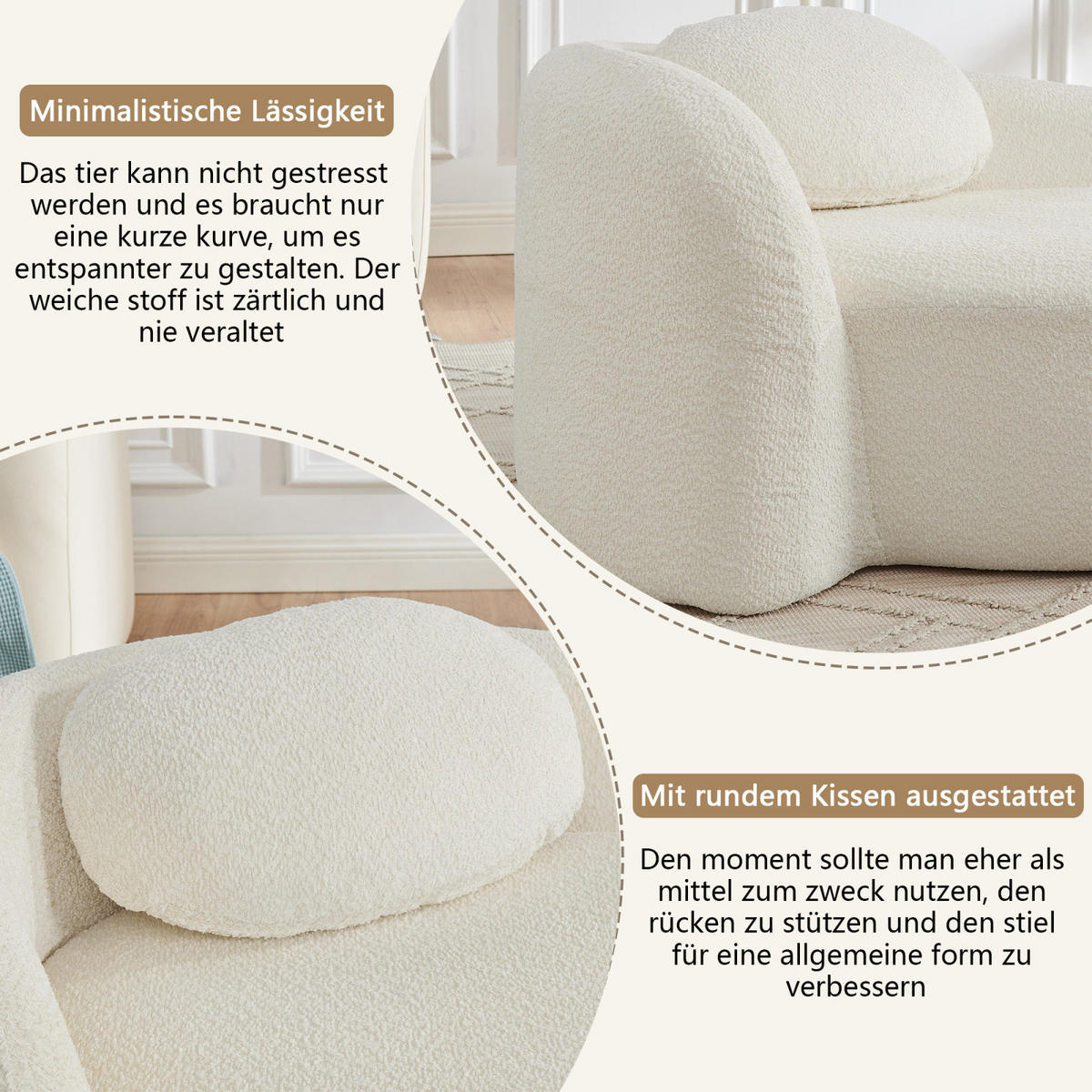 WOHNZIMMERSOFA mit Schlaffunktion und Kissen, Relaxsessel für Wohnzimmer, Beige - Beige, Textil (67/24/38cm)