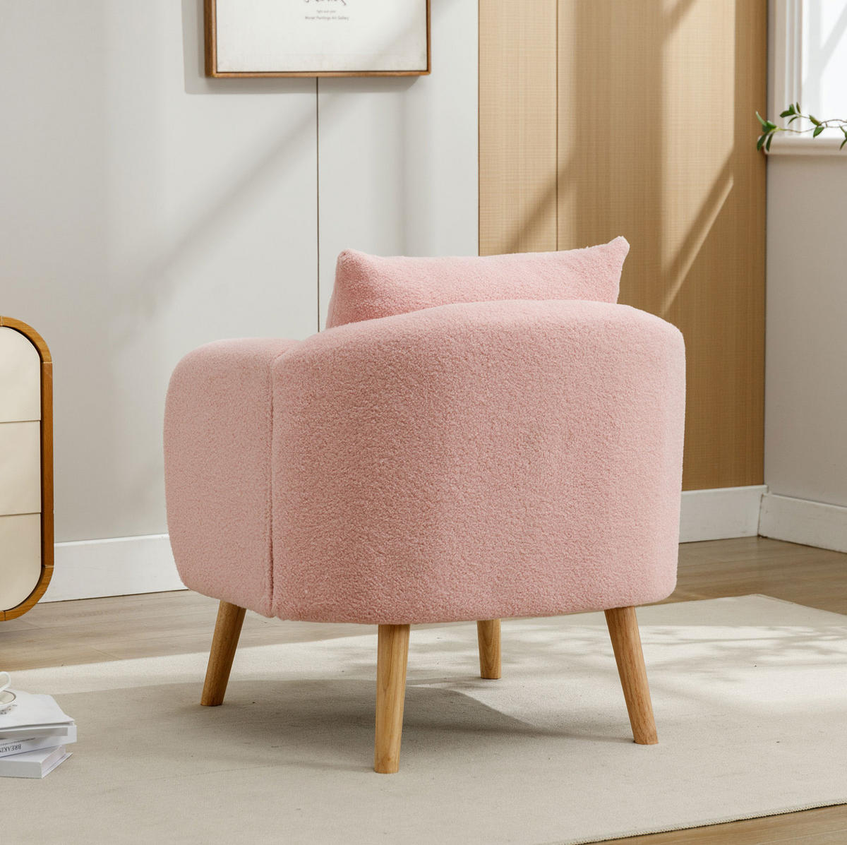 SESSEL 71/71/72 cm Pink aus Teddy mit Kissen - Rosa, Textil (72/71/71cm) - OKMYHOME