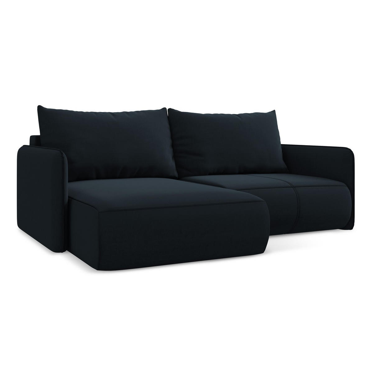 ECKSOFA mit Schlaffunktion Samt Stoff Blau - Blau/Schwarz, Kunststoff/Textil (148/207cm) - LaMiaSofa