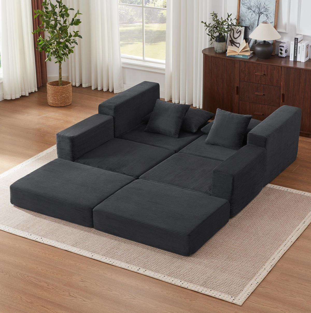 SOFA modulares Design Dunkelgrau - Dunkelgrau, Kunststoff (96/259.5cm) - Meubliv