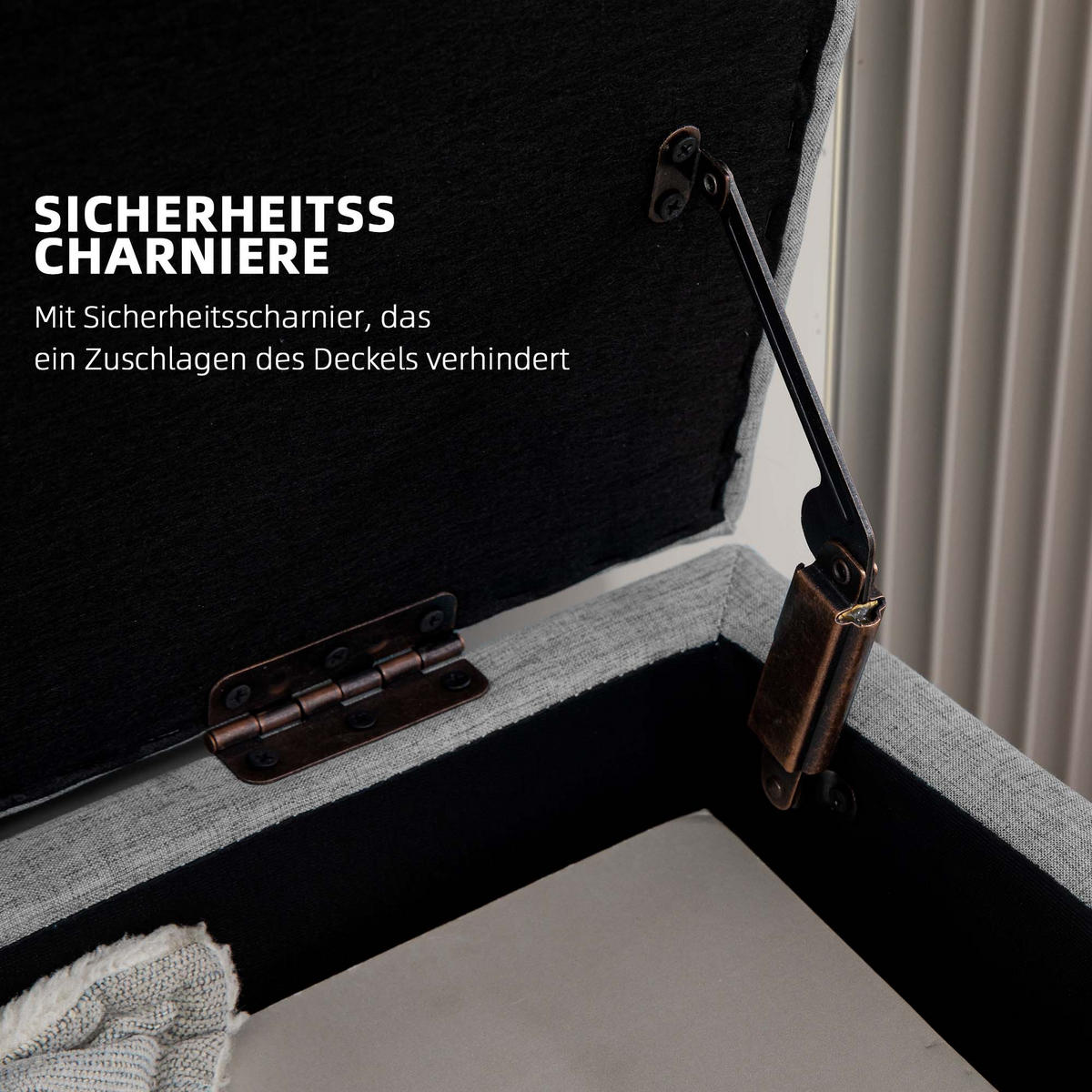 SITZBANK Polsterbank mit Stauraum scandinavia Truhenbank Polyester Holz Grau - Grau, Kunststoff (39/45/110cm) - HOMCOM