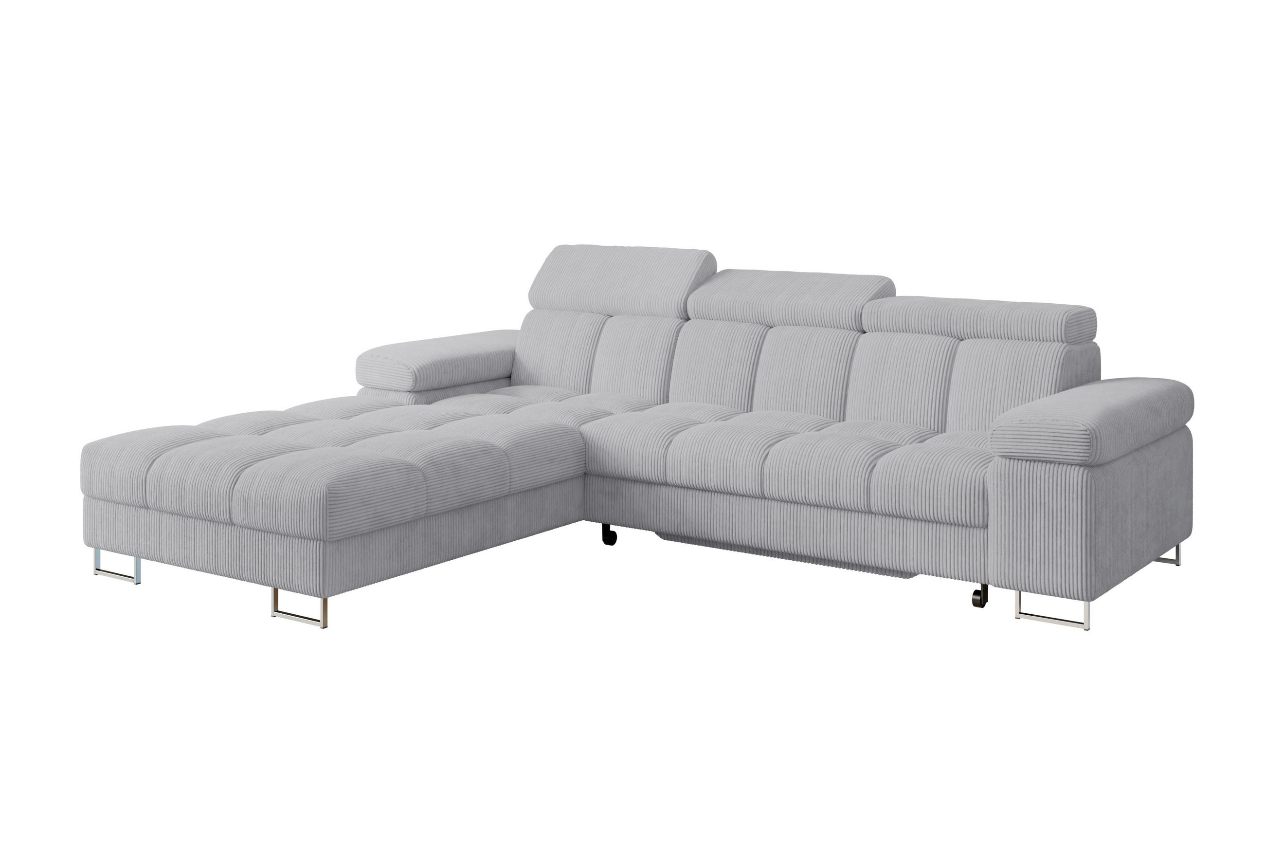 ECKSOFA mit Schlaffunktion Ottomane Links COMA L 271x203x79 Grau Cord - Anthrazit, Holzwerkstoff/Textil (271/203cm) - ALTDECOR
