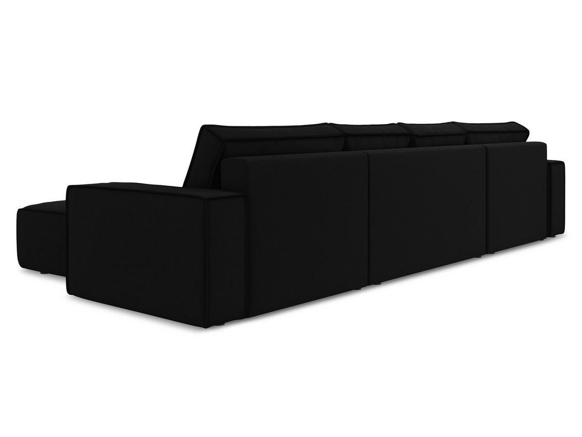 WOHNLANDSCHAFT Samt Stoff Schwarz - Schwarz, Kunststoff/Textil (398/82/185cm) - Makamii