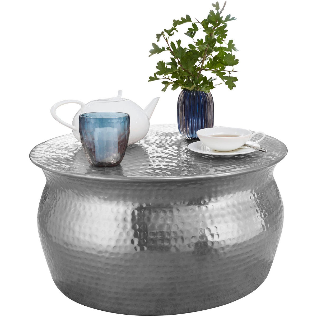 COUCHTISCH rund BEPPO Beistelltisch - Silberfarben, Metall (60/60/30.5cm) - tinkaro