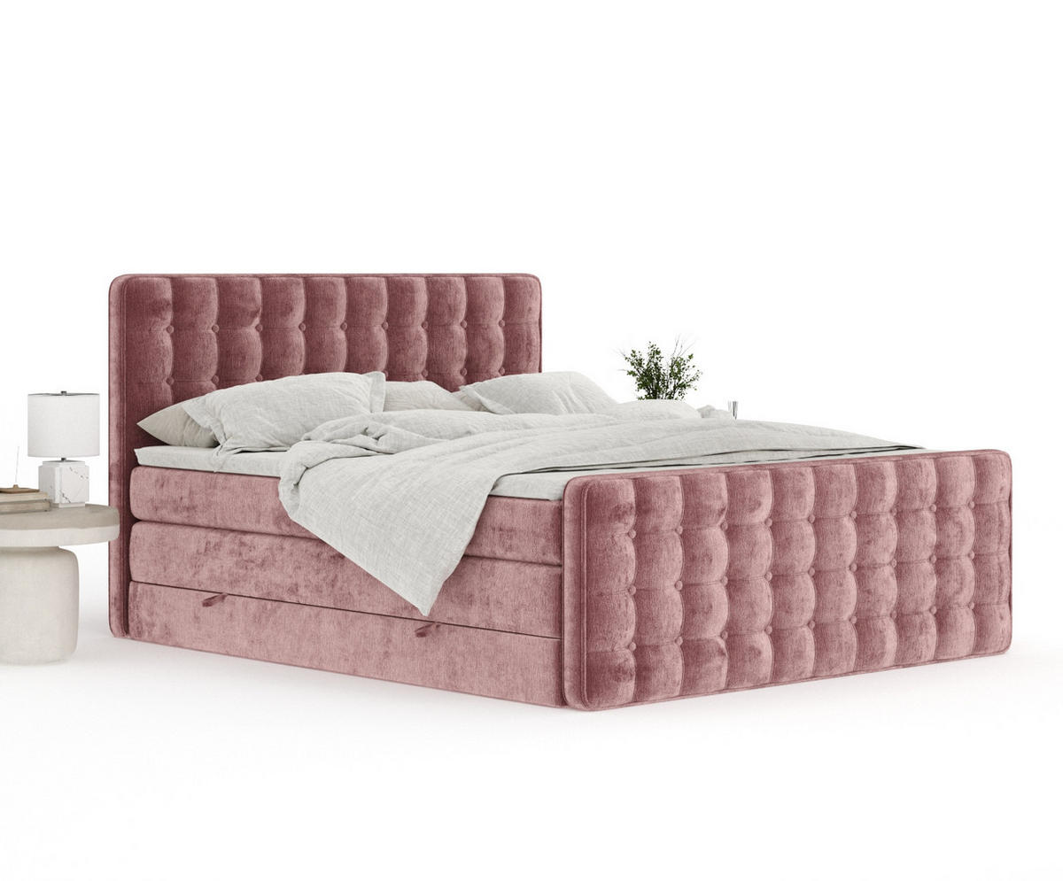 BOXSPRINGBETT Velouria Rosa 180/200 cm - Schwarz/Rosa, Holz/Holzwerkstoff (180/200cm) - Maison de Reve