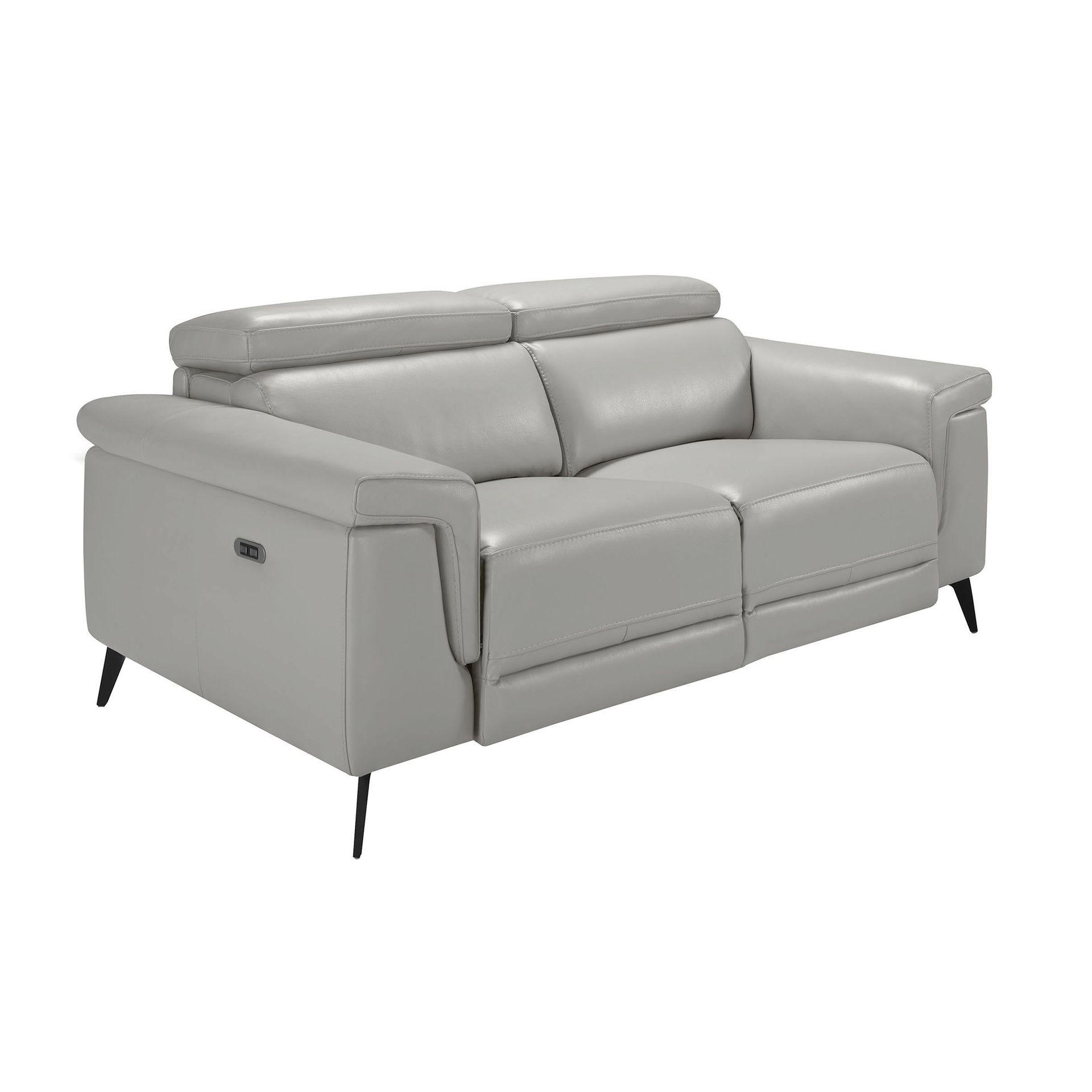SOFA 2-sitziges relaxsofa aus grauem leder 170/103/99 cm - Hellgrau/Schwarz, Leder (170/99/103cm) - ANGEL CERDA