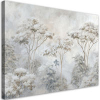 LEINWANDBILD, Eine neblige Waldlandschaft in Pastelltönen - Grau, Textil (90/60cm) - Feeby