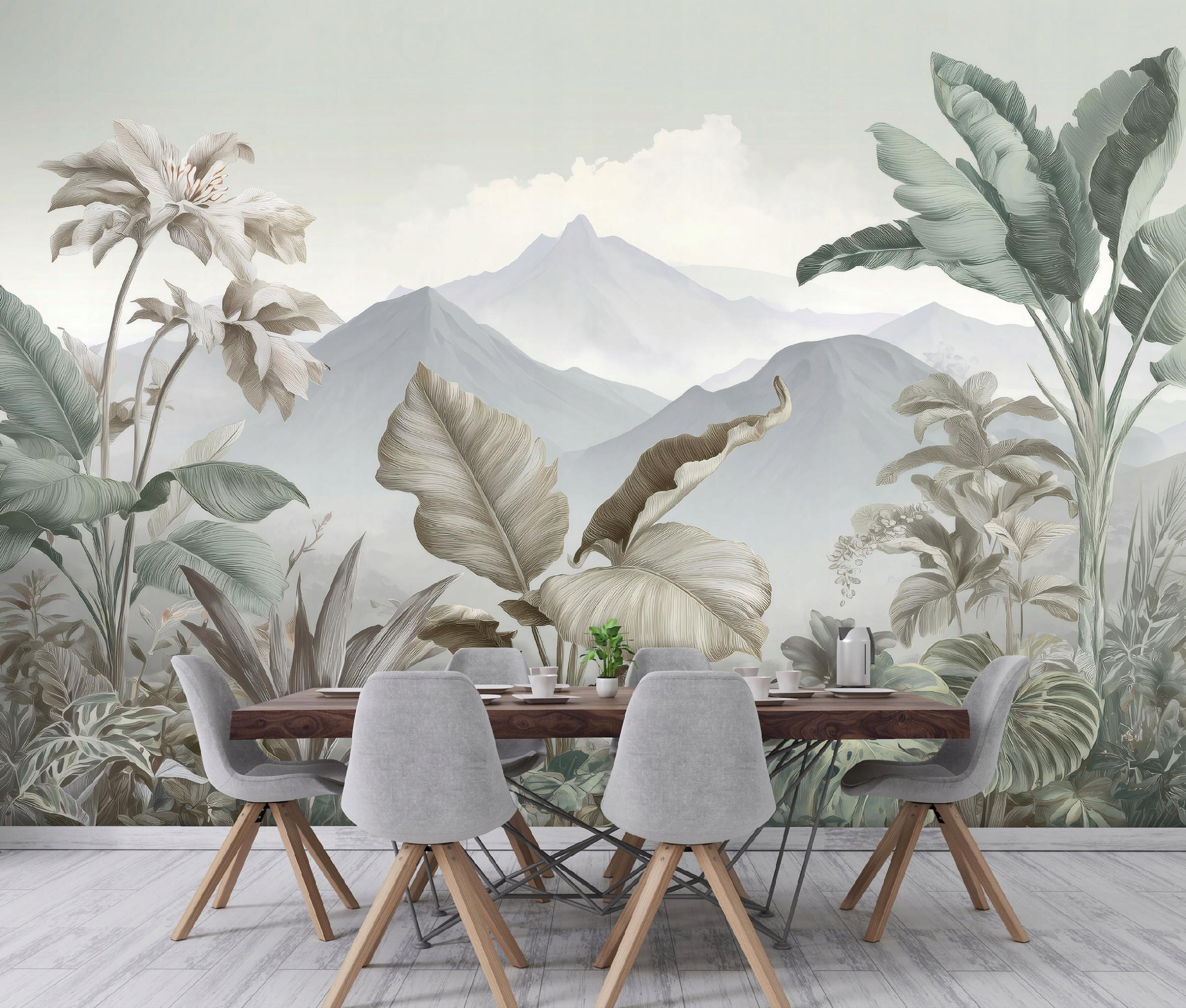FOTOTAPETE Dschungel Gebirge Grau 200x140 cm - Multicolor, Papier (200/140cm) - Wallarena