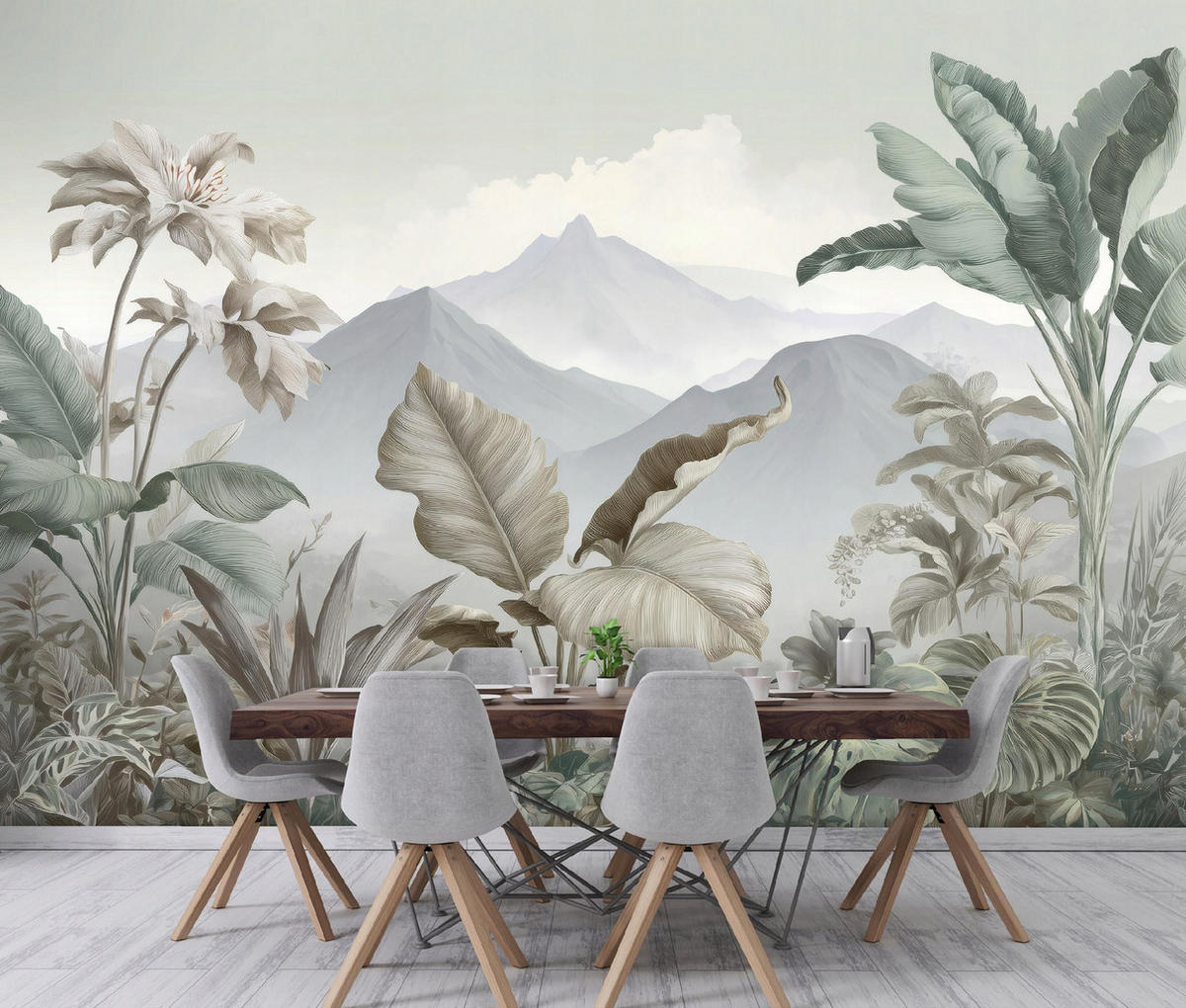 FOTOTAPETE Dschungel Gebirge Grau 200x140 cm - Multicolor, Papier (200/140cm) - Wallarena