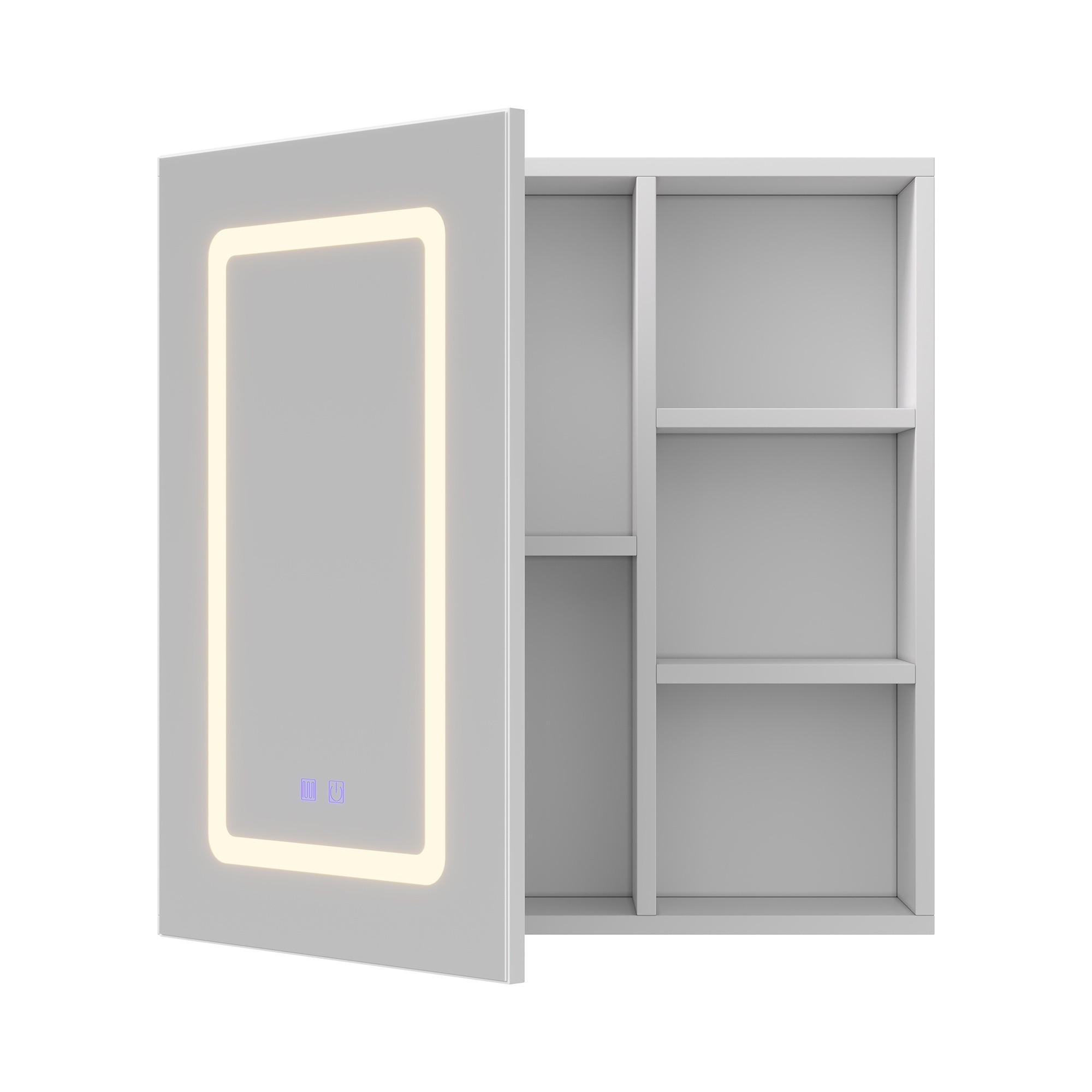 SPIEGELSCHRANK, Wandbadschrank mit LED-Spiegel, 3 Lichtfarben, beschlagfrei-Funktion, 1 Tür und verstellbaren Einlegeböden, 60 x 60 x 36 cm - Weiß, Glas (60.2/60.2/15.2cm) - Waldena