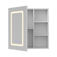 SPIEGELSCHRANK, Wandbadschrank mit LED-Spiegel, 3 Lichtfarben, beschlagfrei-Funktion, 1 Tür und verstellbaren Einlegeböden, 60 x 60 x 36 cm - Weiß, Glas (60.2/60.2/15.2cm) - Waldena
