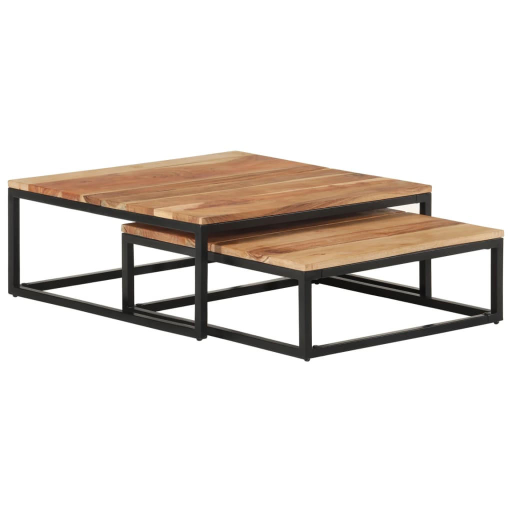 SATZTISCHE 2 Stk. Massivholz Akazie - Braun, Holz (60/70/68cm) - furnicato