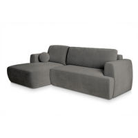 ECKSOFA SENTI K L-S Grau Plüsch-Stoff mit Schlaffunktion - Grau, Holz (246/148cm) - MASSENO