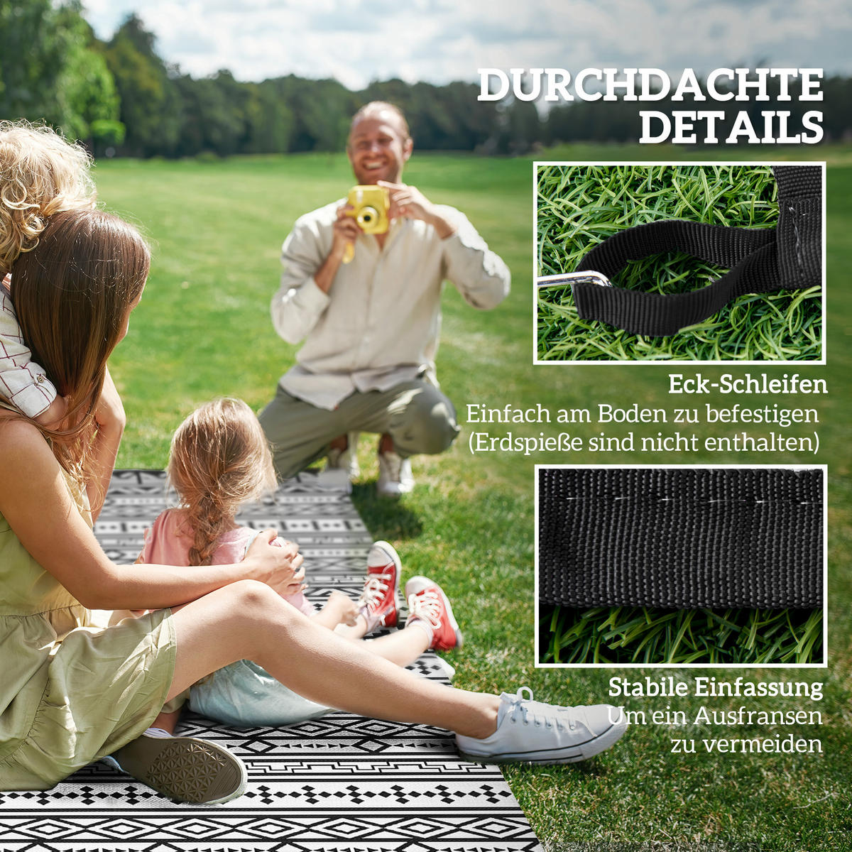 OUTDOORTEPPICH, Wetterfest - Schwarz, Kunststoff (274/548cm) - Outsunny