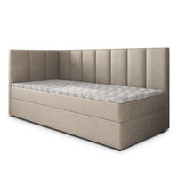 BOXBETT BEVE 80x200 cm mit Matratze und Topper, H2+H3 - Beige - Beige, Holz (80/200cm) - MASSENO