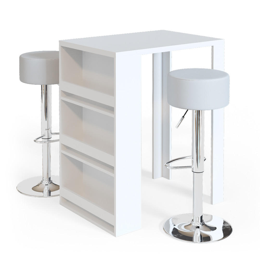BARTISCH-SET Weiß 57 x 80 cm mit 2 Barhockern - Weiß, Holzwerkstoff (57/106/80cm) - Vicco