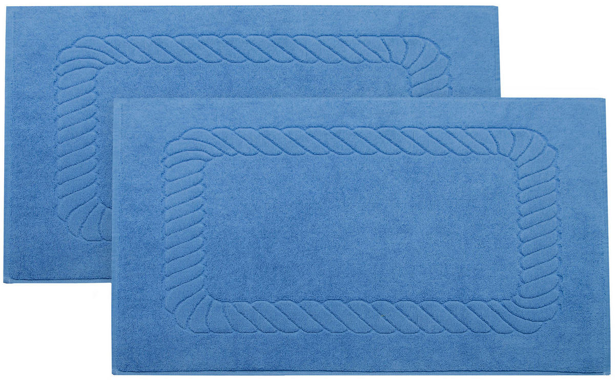 BADEMATTE, 2er-Set, 50x70 cm, 100% Baumwolle, Blau - Dunkelblau, Textil (50/70cm) - Zollner