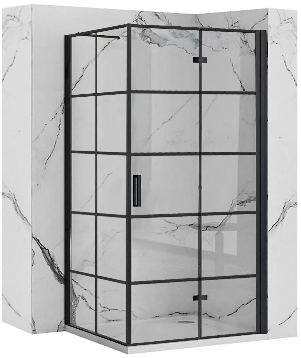 DUSCHKABINE Rea Molier Black 80x90 - Schwarz, Glas (80/90/190cm) - REA
