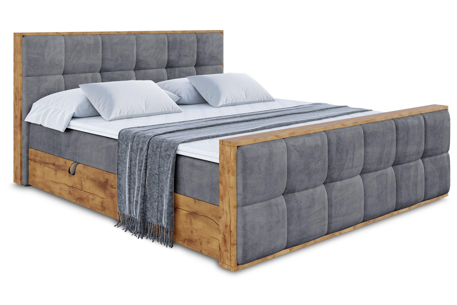 BOXBETT mit Matratze H4 und Lattenrost - LOLLI7-Z - 160x200 - Dunkelgrau Casablanca - Dunkelgrau, Holzwerkstoff (160/200cm) - ALTDECOR