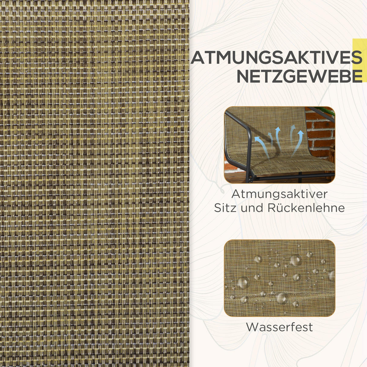 GARTENSTÜHLE 2er-Set, Stahl, Mesh, Braun - Braun, Metall (66.5/88/54cm) - Outsunny