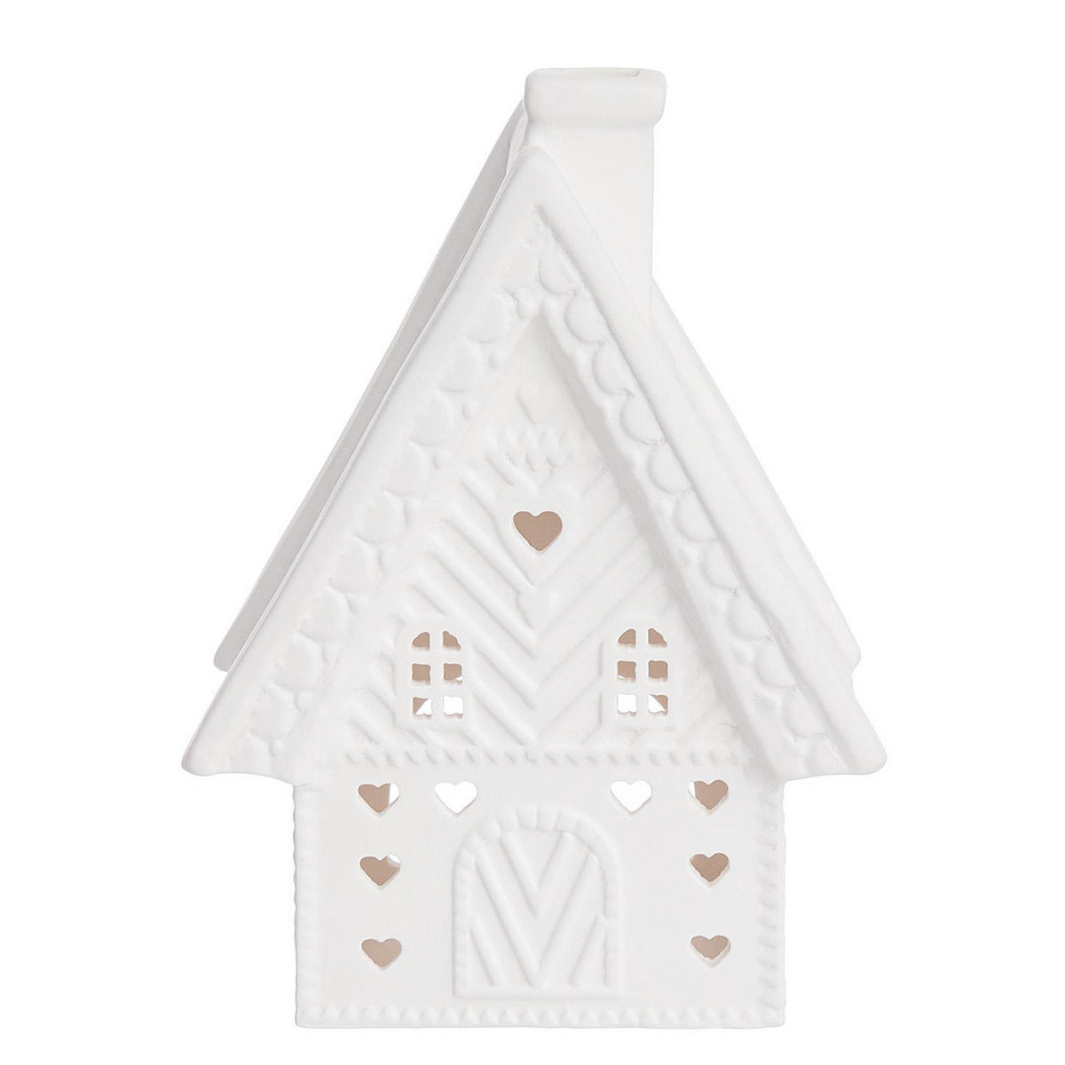 TEELICHTHAUS White Christmas Hütte - Weiß, Keramik (14cm) - Butlers