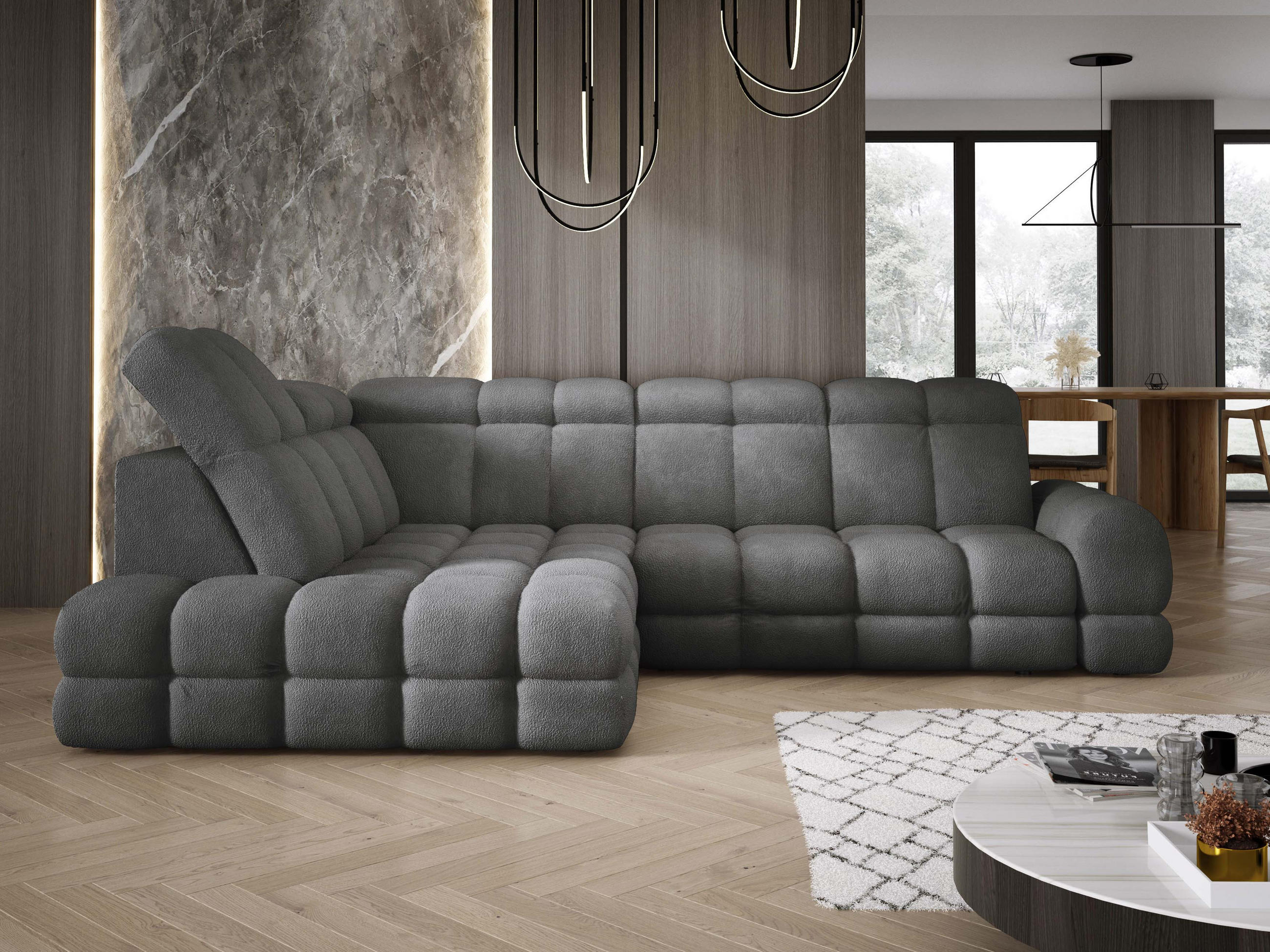 ECKSOFA TOLLO Anthology-stoff L-form 302x217x105 cm graphit - Edelstahlfarben, Holz/Textil (302/217cm) - DomoHome