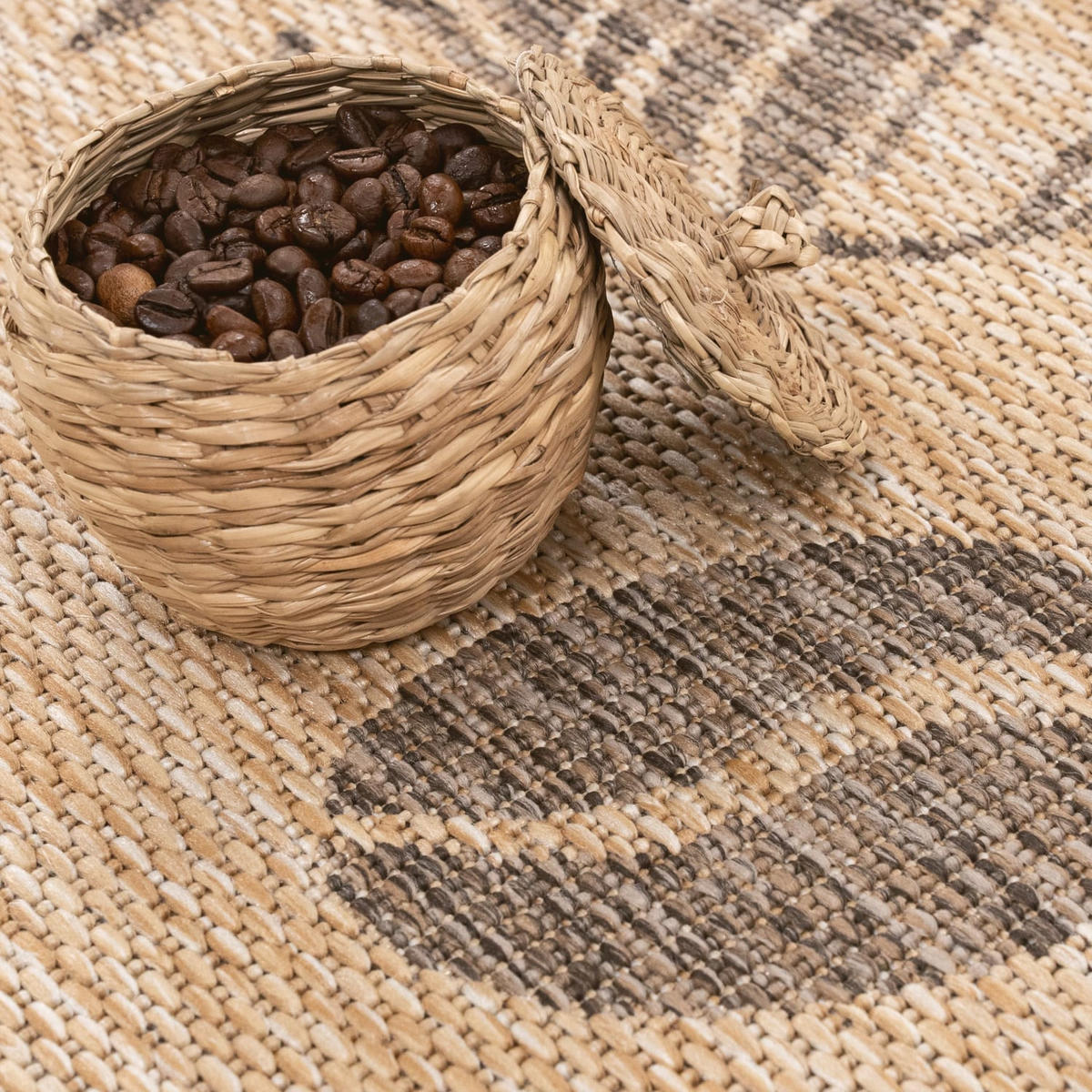 TEPPICH Kurzflor Schriftzug Wohnzimmer schmutzabweisend Beige Läufer 80x150 - Beige, Textil (80/150cm) - KADIMA DESIGN